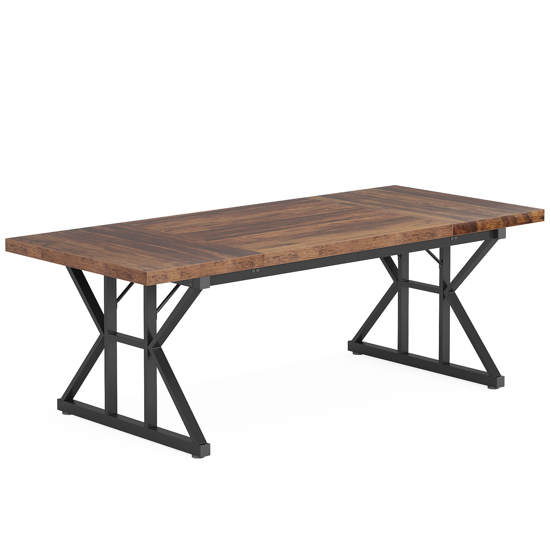 Wood Dining Table, Farmhouse 180 cm Kitchen Table for 6 People