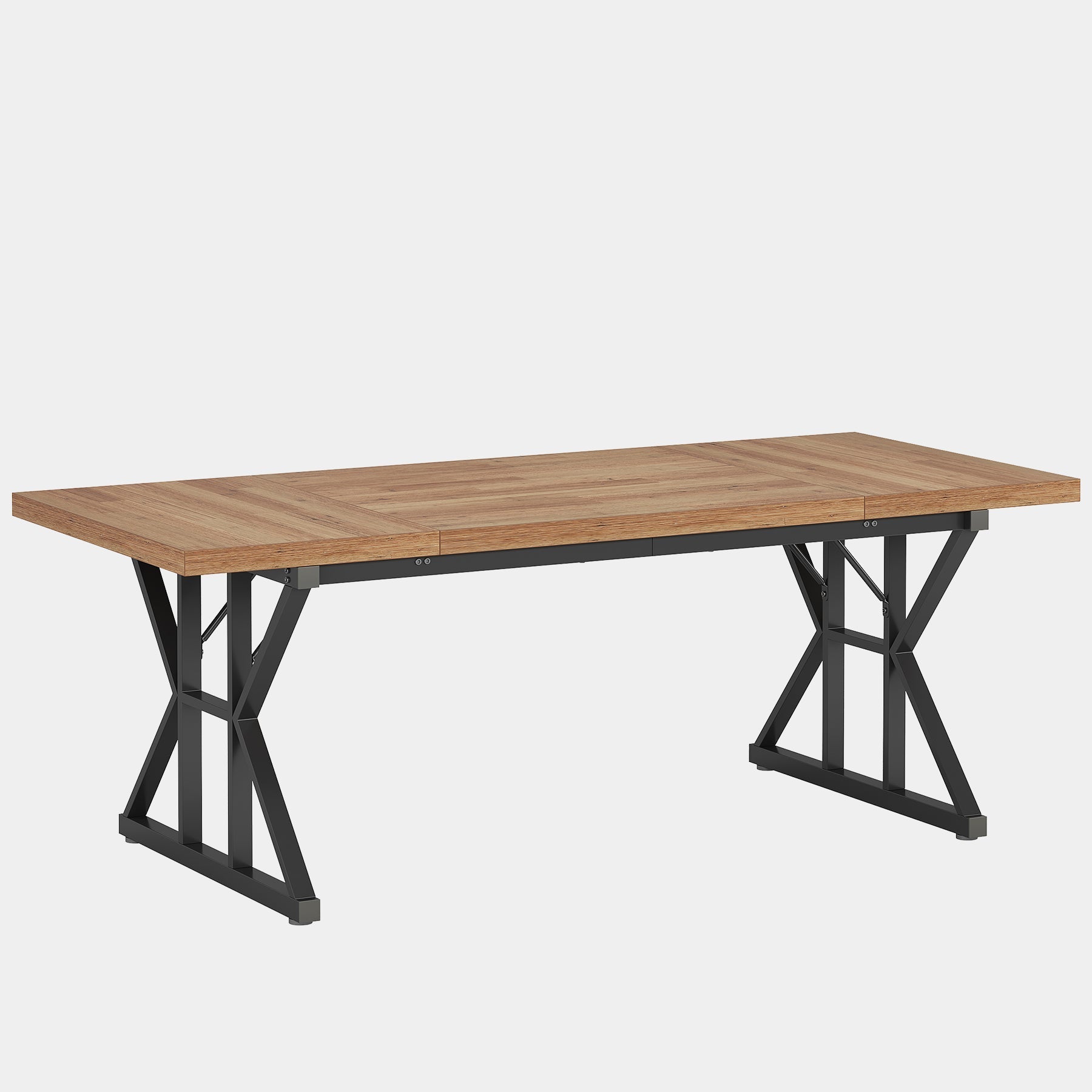 Wood Dining Table, Farmhouse 180 cm Kitchen Table for 6 People