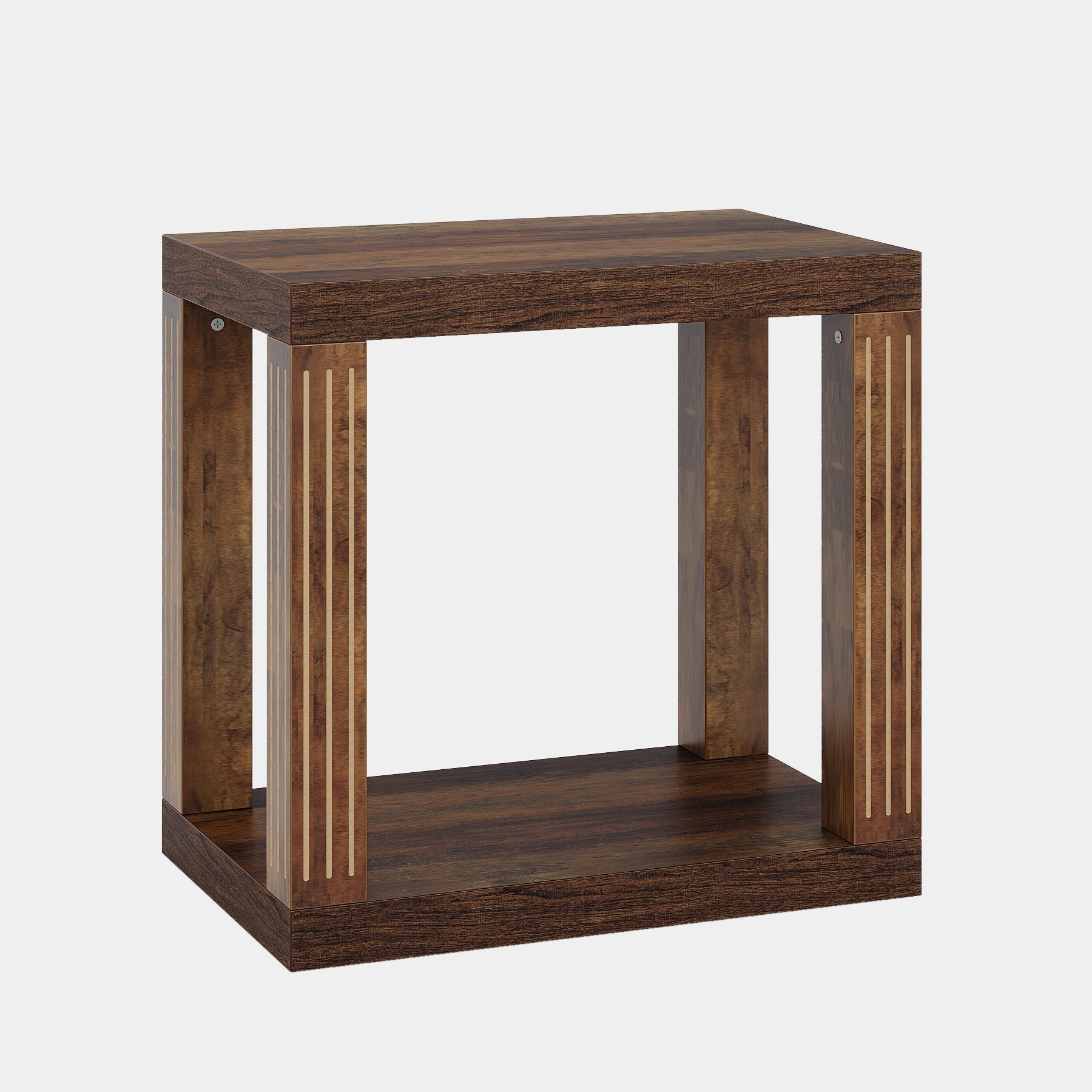 Wood End Table, 2-Tier Farmhouse Side Table with Storage Shelf