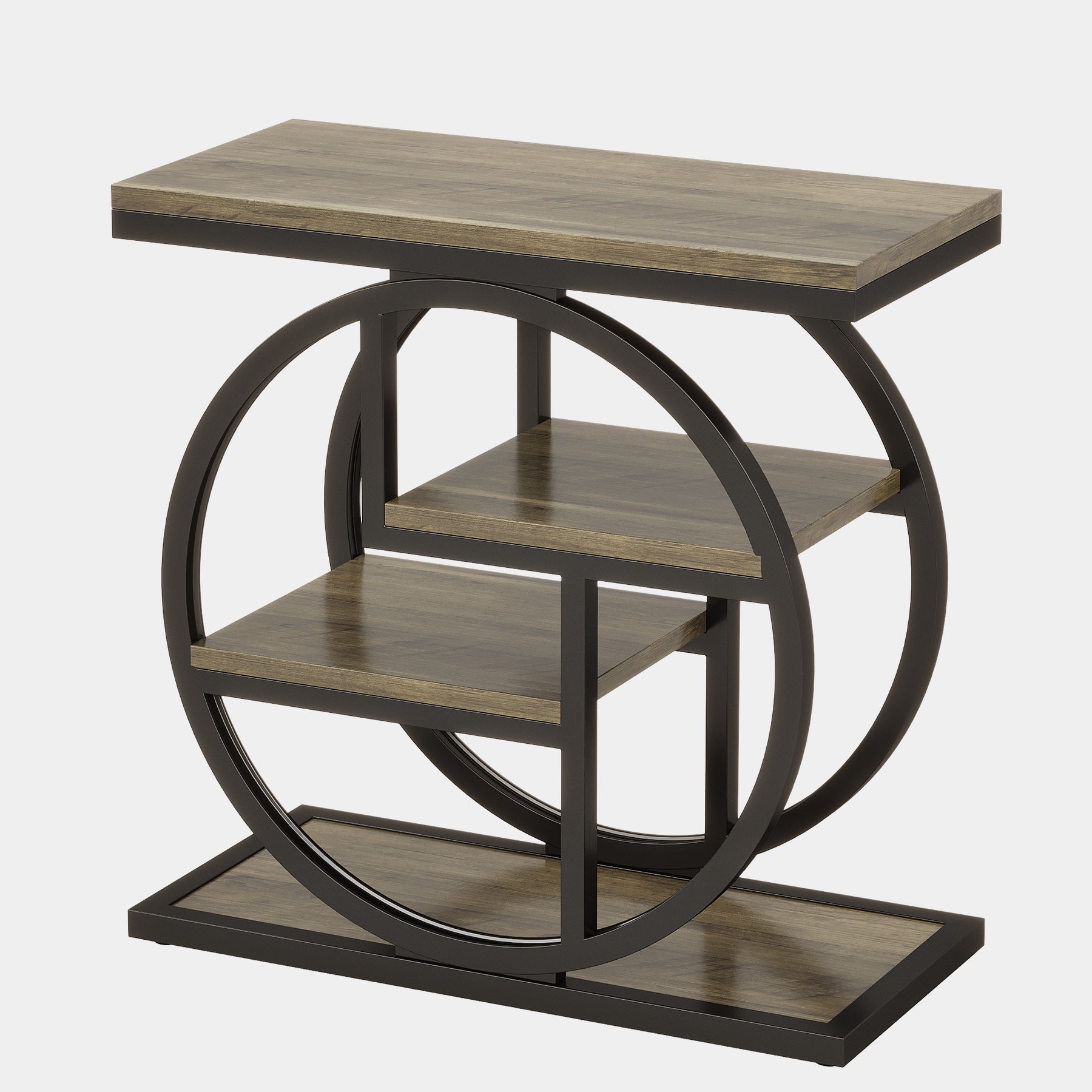 Wood End Table, 4-Tier Side Table with Storage Shelves