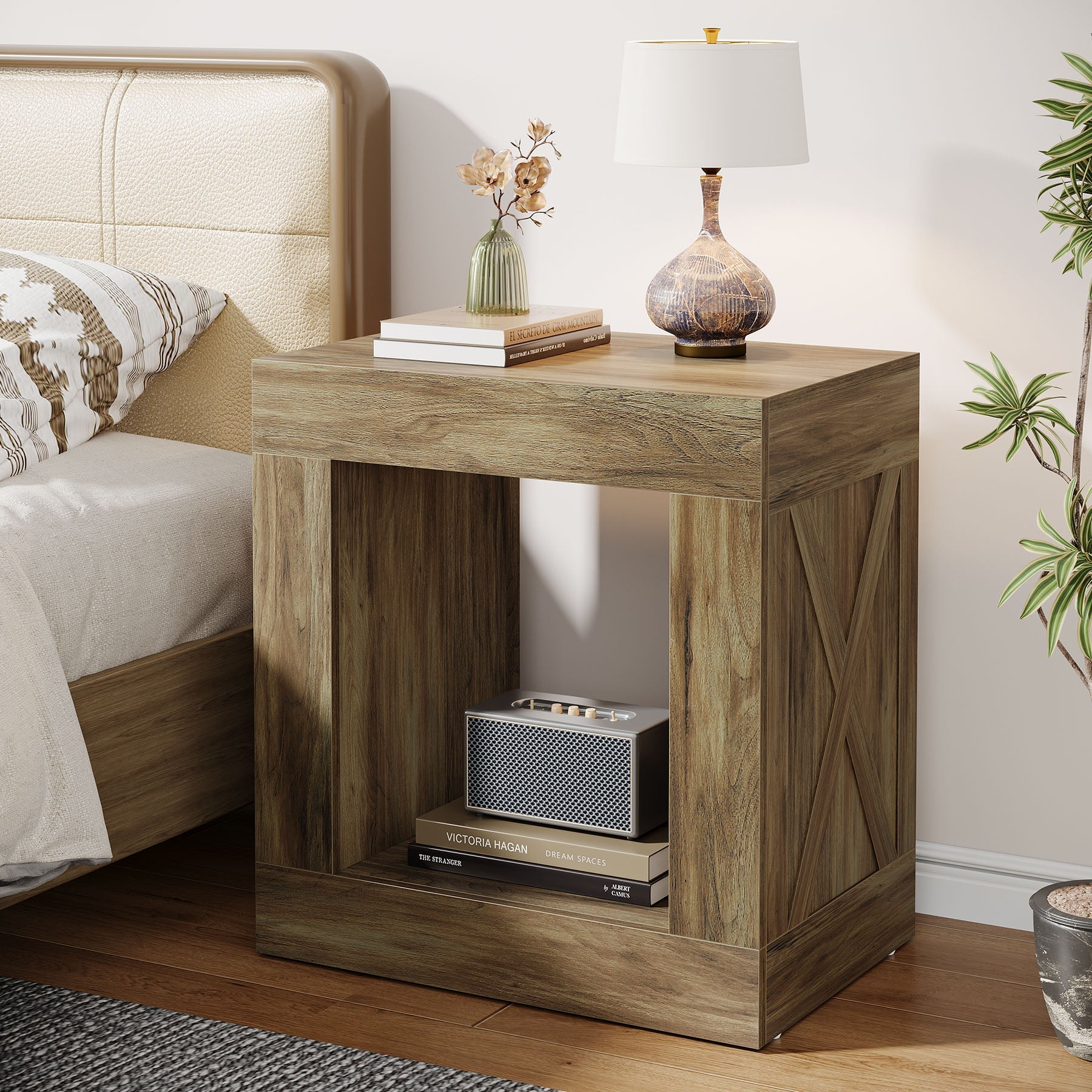 Wood End Table, Small Sofa Side Table With Storage