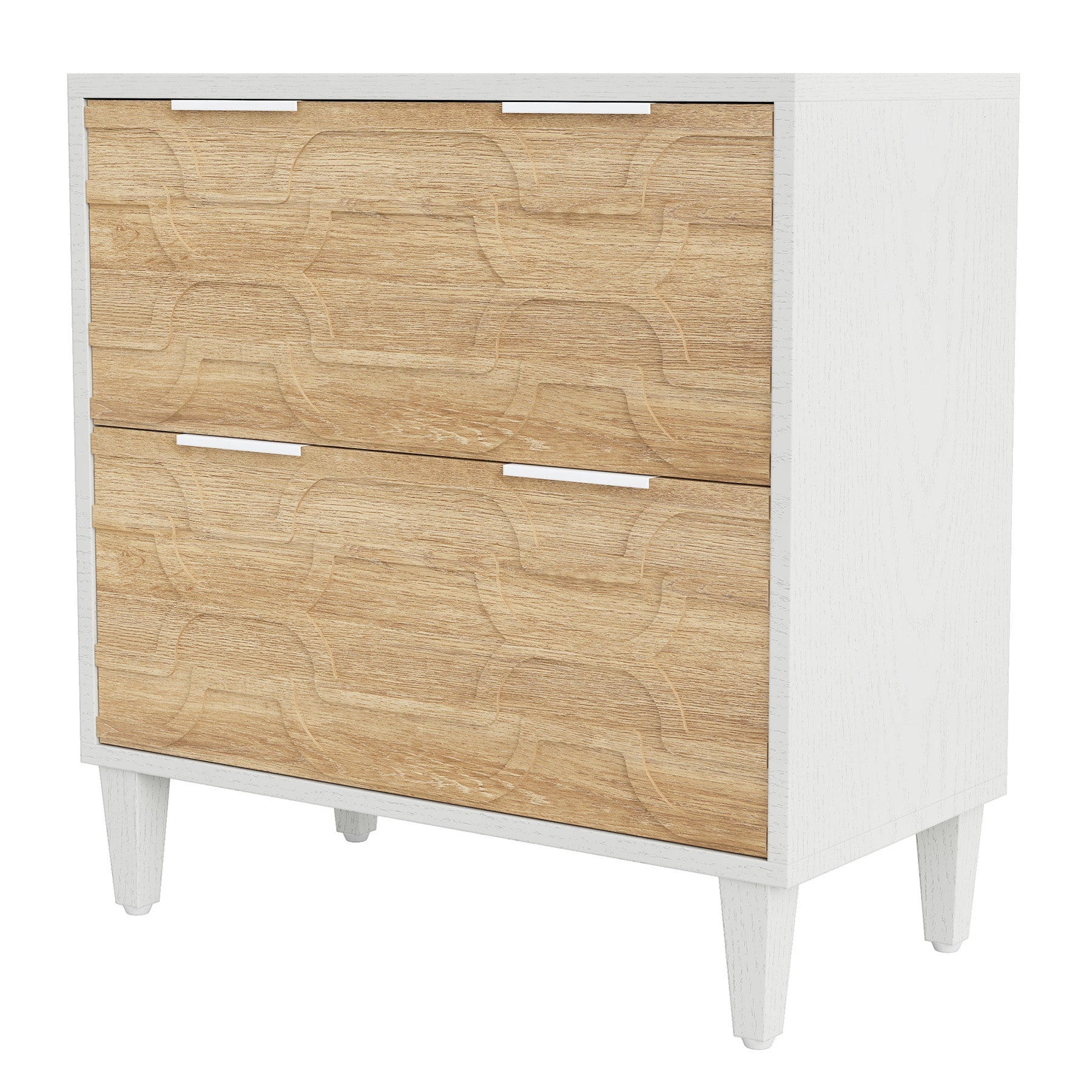 Wood File Cabinet, 2-Drawer Storage Cabinet for A4/Letter/Legal Size (cm)