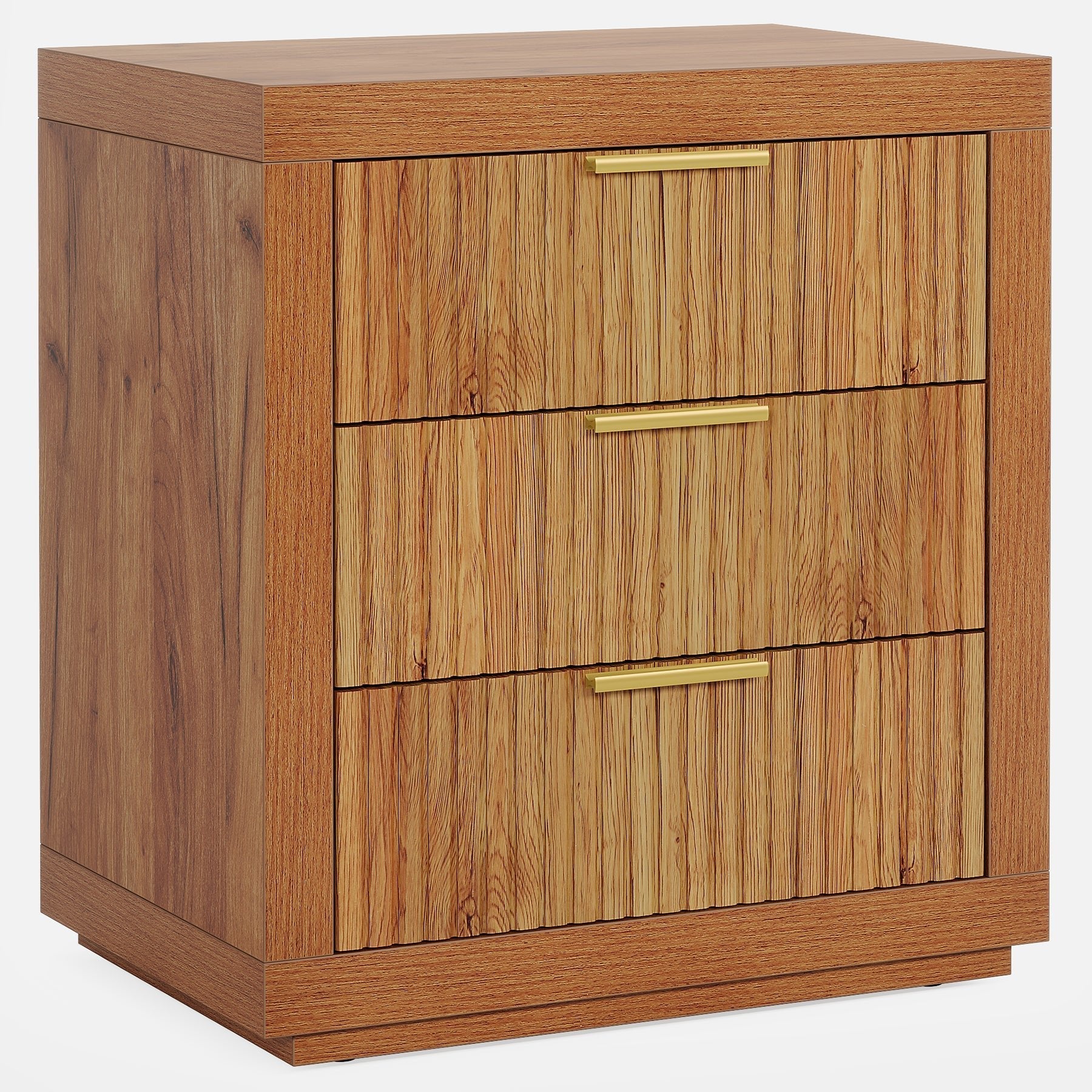 Wood Nightstand, 3-Drawer Storage Cabinet End Table (76.2 cm)