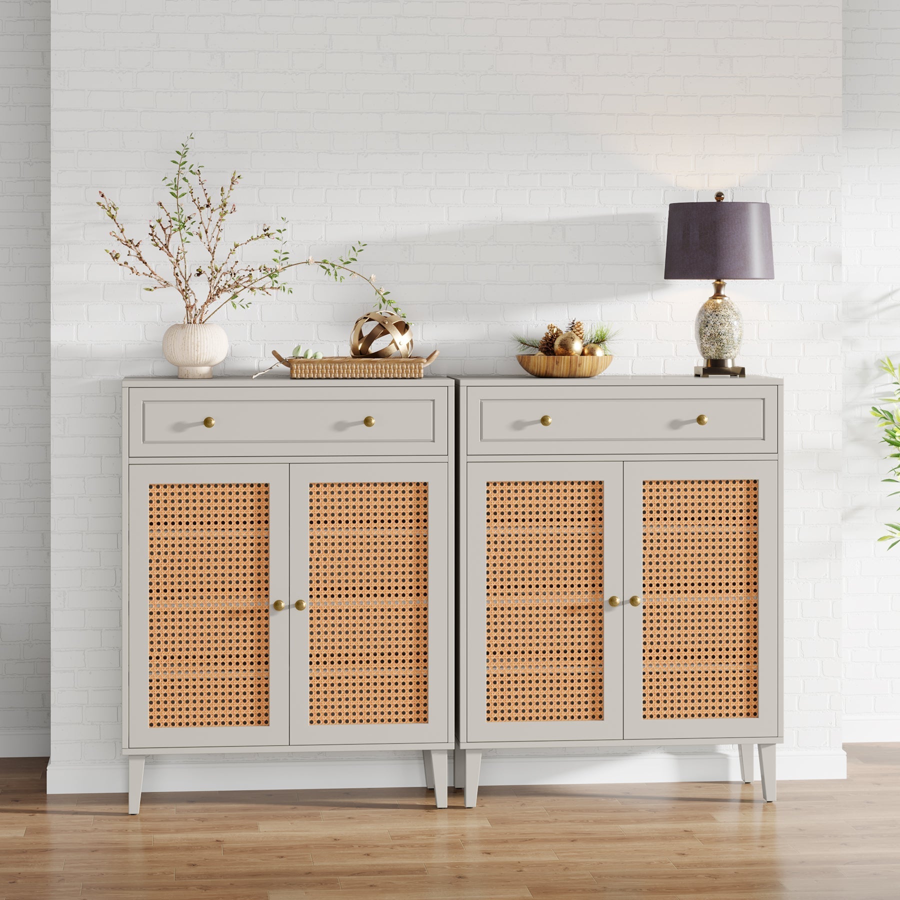 Wooden Storage Cabinet Sideboard with Adjustable Shelves and Drawer (cm)